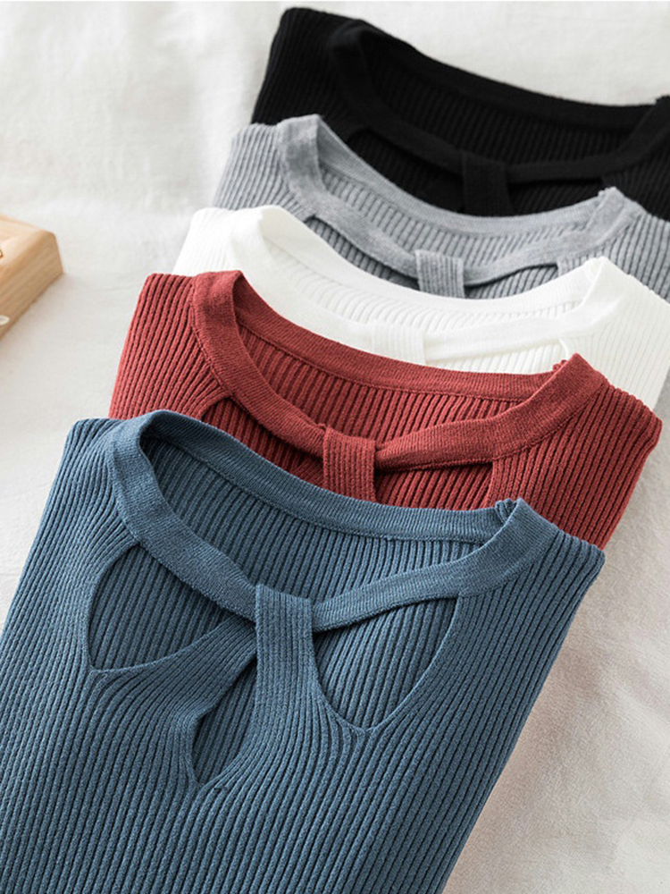 2025 Fashion Hollow Out Vrouwen Truien Herfst Winter Tops Slanke Vrouwen Trui Gebreide Trui Basic Solid Jumper Zachte Warme Pull