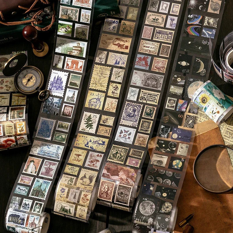 Cinta Washi adhesiva Vintage para oficina de correos, sello Retro, cinta adhesiva decorativa, etiqueta adhesiva para álbum de recortes, papelería, 55mm x 2m