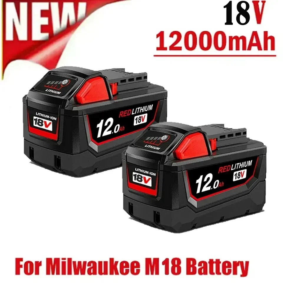 Batería de repuesto de iones de litio para Milwaukee, 18V, 12,0 Ah, 18V, M18, 48-11-2830, 0730-20
