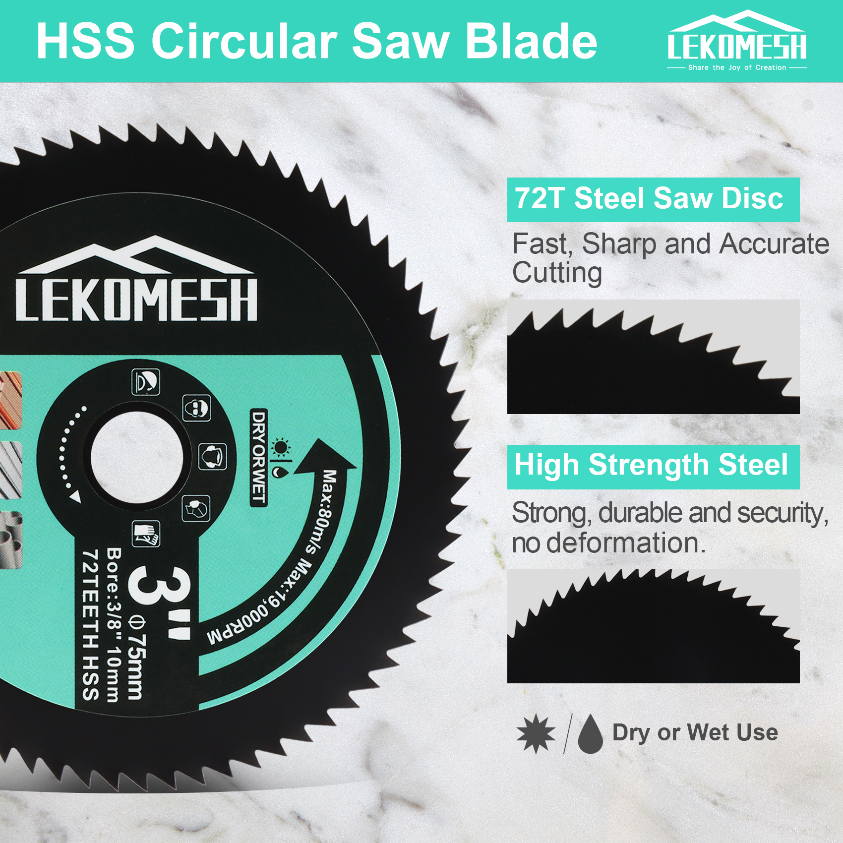 LEKOMESH 1/2/3/5pcs 75mm HSS เหล็กความเร็วสูงใบเลื่อยโลหะสําหรับ Fast Smooth ตัดทองแดงอลูมิเนียมโลหะไม้พลาสติก