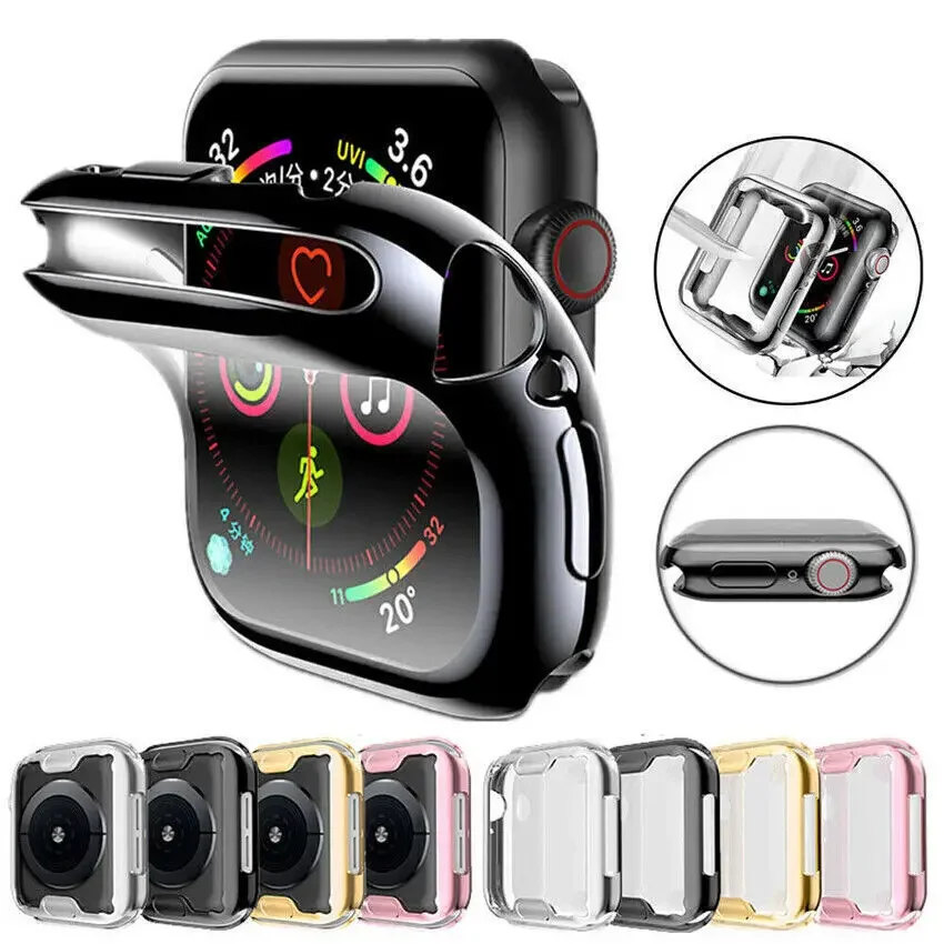 Funda de TPU para apple watch series 9 8 7 6 5 4 3 SE 41mm 45mm 42-44mm-40mm protector de pantalla accesorios para apple watch band