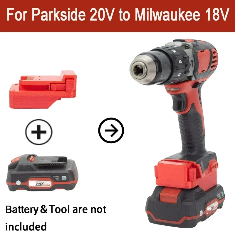 Adaptador de conversión de batería para Lidl Parkside X20V Team Li-ion a herramientas inalámbricas Milwaukee de 18 V (no incluye herramientas ni batería)