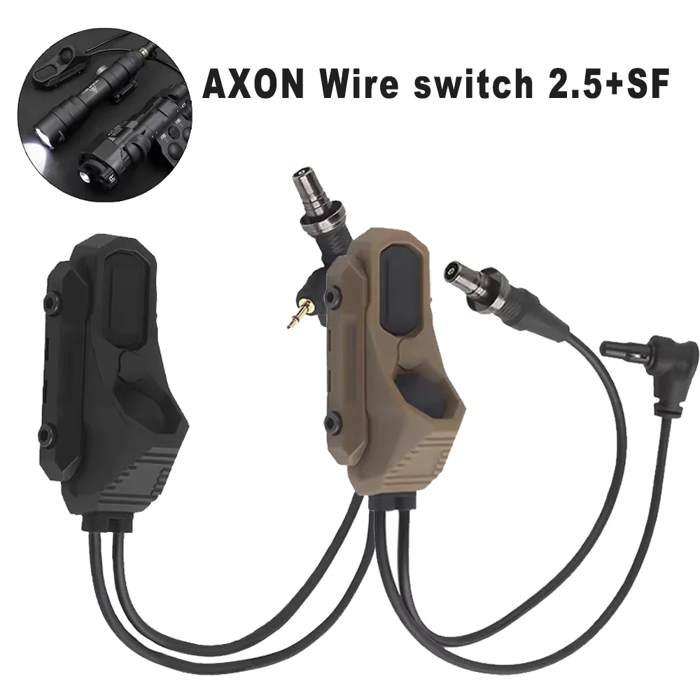 Luz de explorador de caza, interruptor de presión de doble función remoto AXON de dos cables SF/2.5/enchufe de grúa, linterna táctica botón láser PEQ