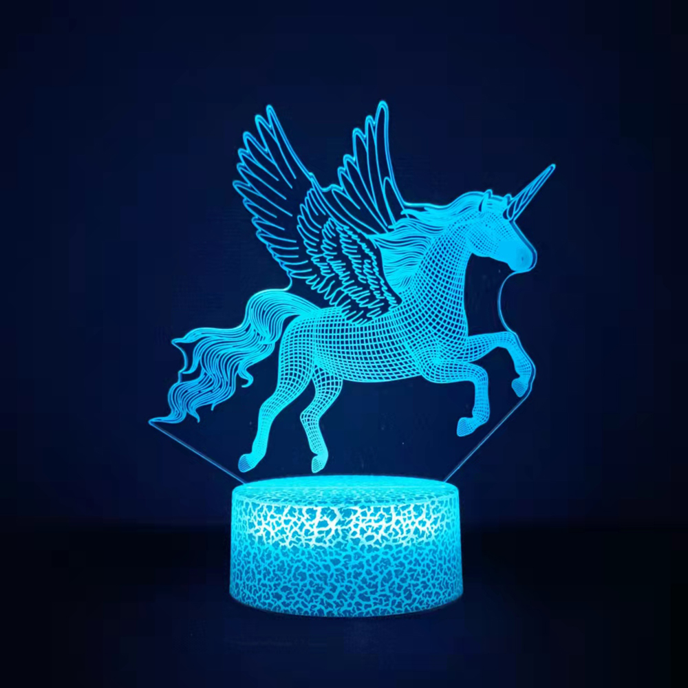 3D LEDユニコーンナイトライト,16色変更ライト,リモコン付き,バレンタインデー,誕生日プレゼント