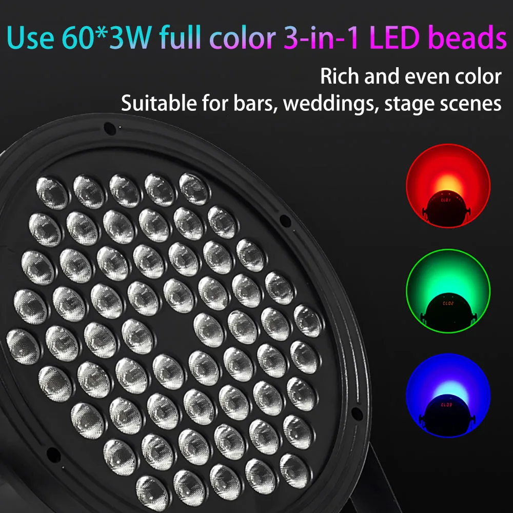 60*3W Professional Disco light DMX 512 Voice Control RGB LED Ktv Bar Party DJ Decorative Stage Light Effect Projector par lamp
