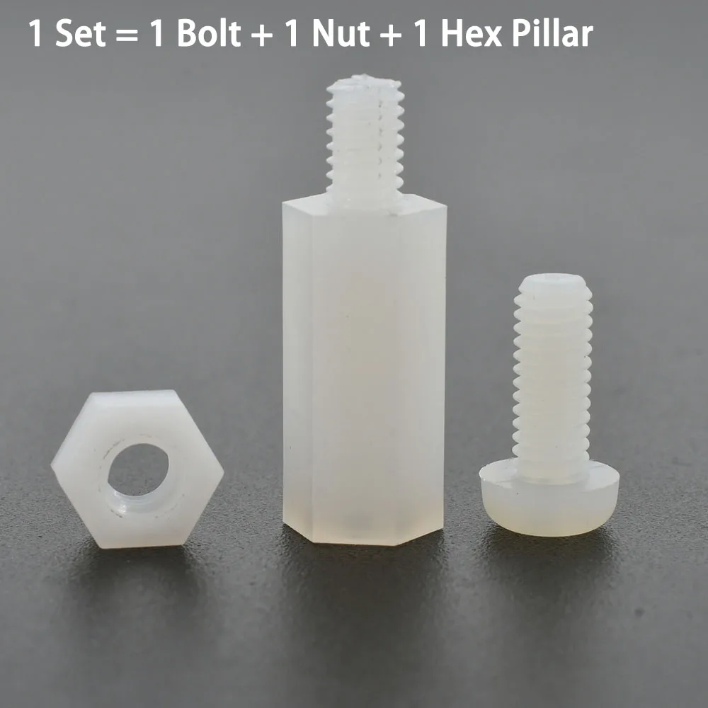 M2 M2.5 M3 M4 Nylon Motherboard Standoff PCB Support Circuit Board Column Rack Pillars Spacer Plastic Hex Screw Bolt and Nut Set