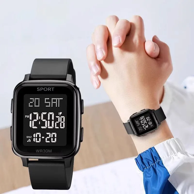 Reloj deportivo YIKAZE para hombre, reloj electrónico multifunción resistente al agua, reloj de pulsera Digital LED ultrafino para hombre y estudiante