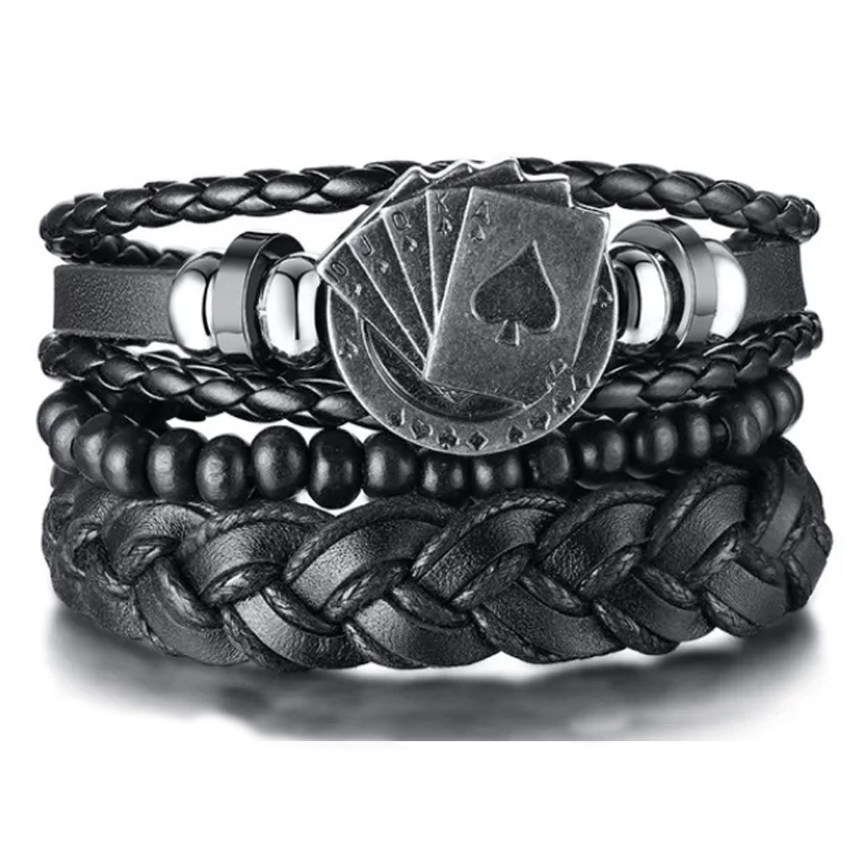 4 Teile/satz Geflochtene Wrap Leder Armbänder für Männer Vintage Lebensbaum Ruder Charme Holz Perlen Ethnische Seil Armband
