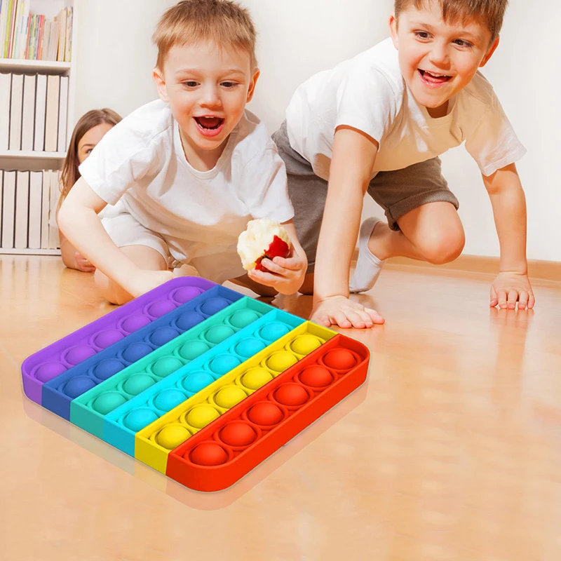 Push Pop Bubble Fidget Sensory ของเล่นความเครียดบรรเทาของเล่นสําหรับเด็กผู้ใหญ่ Rainbow Anti-ความวิตกกังวลเครื่องมือสํานักงานความเครียดบรรเทาของเล่น