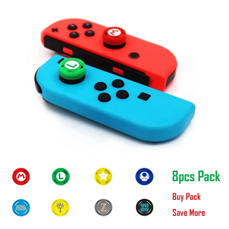 8 pezzi morbido silicone simpatico cartone animato pollice stick grip cap per interruttore Oled Joy Con controller NS Lite protezione della copertura del joystick