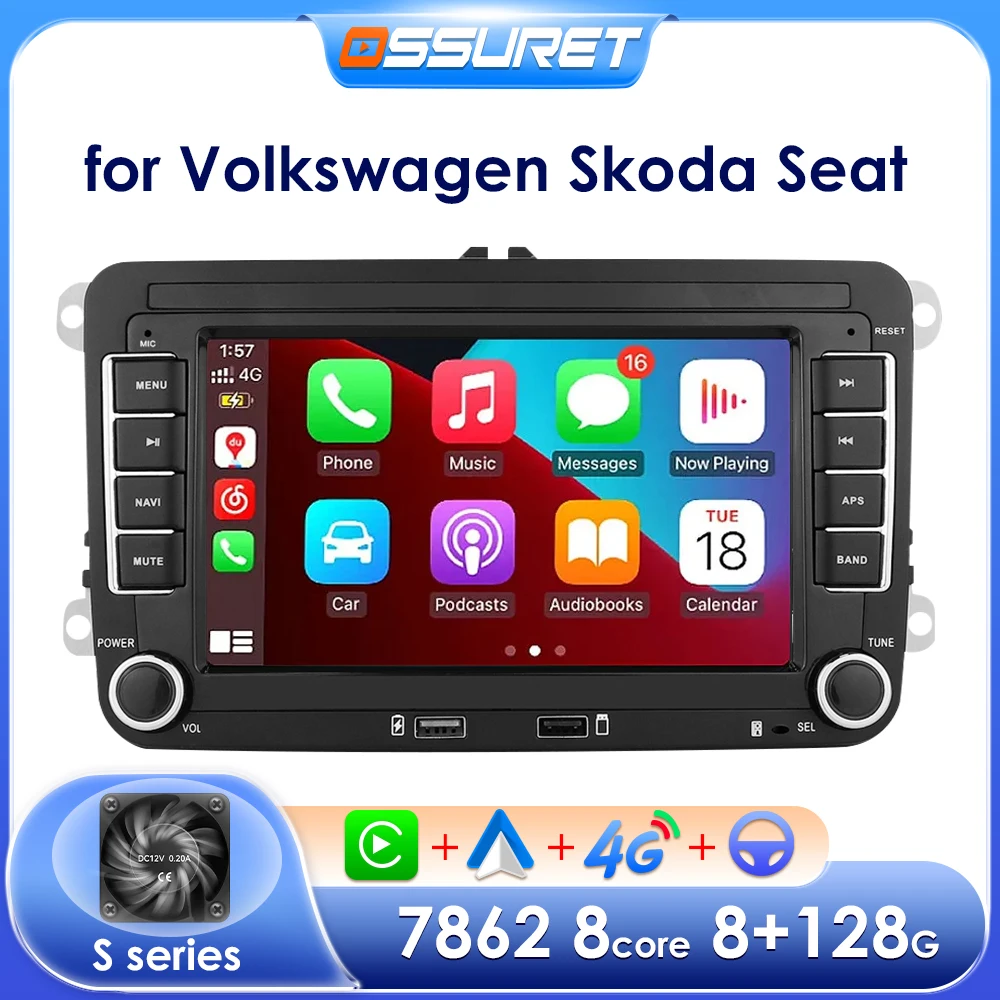 Android 12 Autoradio für VW POLO GOLF 5 6 Plus PASSAT B6 JETTA TIGUAN TOURAN SHARAN SCIROCCO CADDY Seat Carplay Audio Stereo GPS