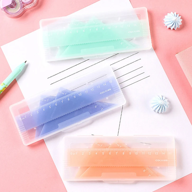 4Pcs Colorful Ruler School Supplies Regla Transparent 15cm Drawing Tool Accessories Kawaii Stationery Bendable School Rules Set