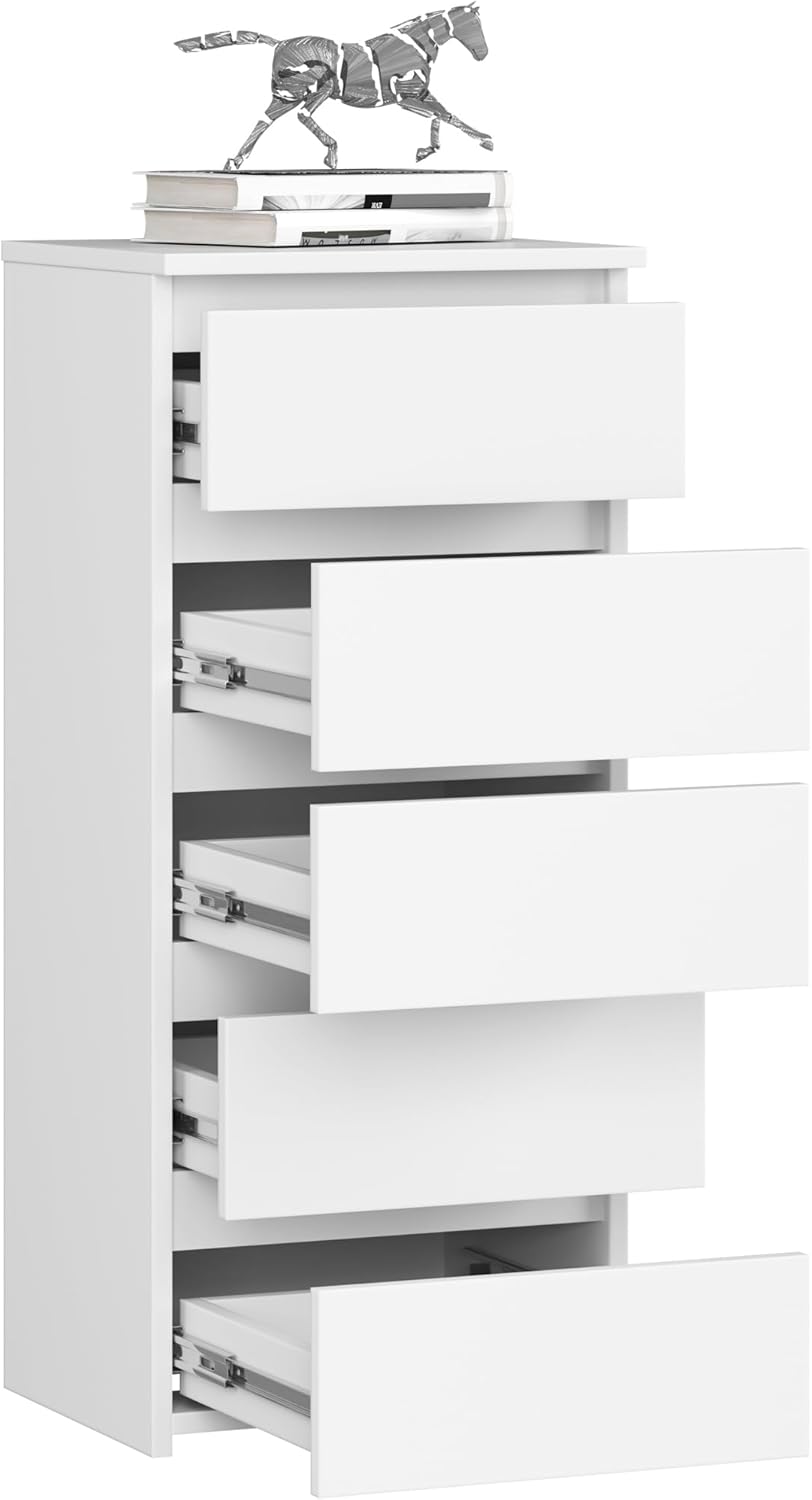 con 5 cajones |   Cómoda Alta |   Mueble Moderno para Sala de Estar, Comedor, Dormitorio, Entrada, baño |   Armario par