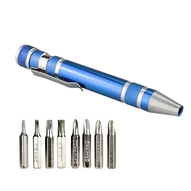 8-in-1 Aluminum Alloy Screwdriver Pen - Changeable Bits For Easy Repairs & Disassembly