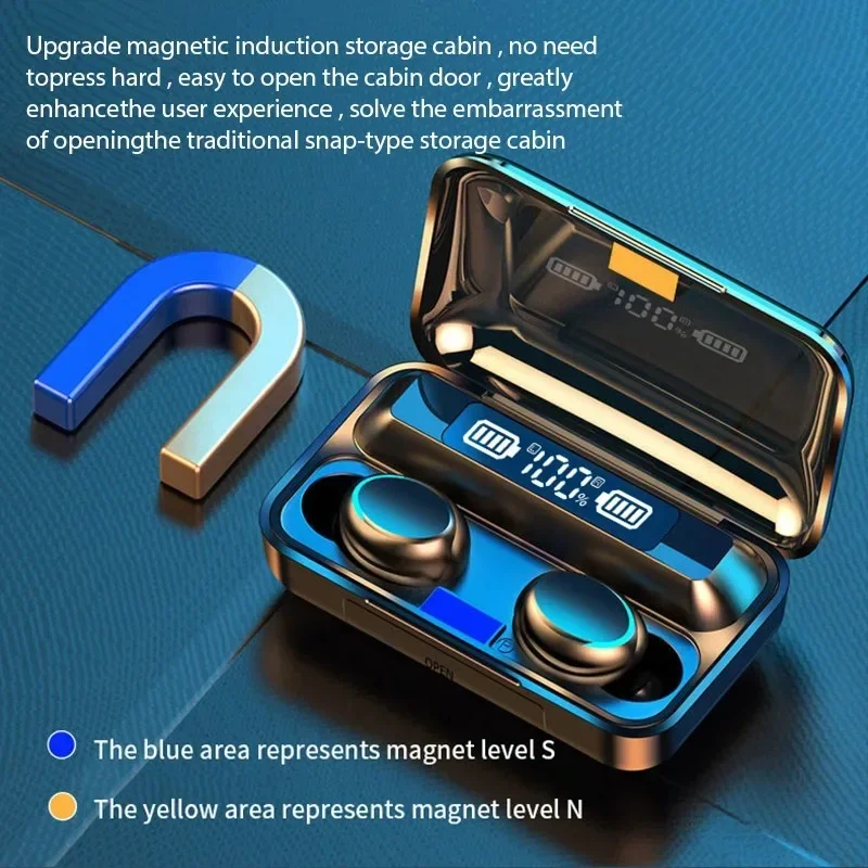 Auriculares inalámbricos F9 LED Dislpaly Binaural TWS Auriculares inalámbricos con Bluetooth auriculares Bluetooth con reducción de ruido impermeables