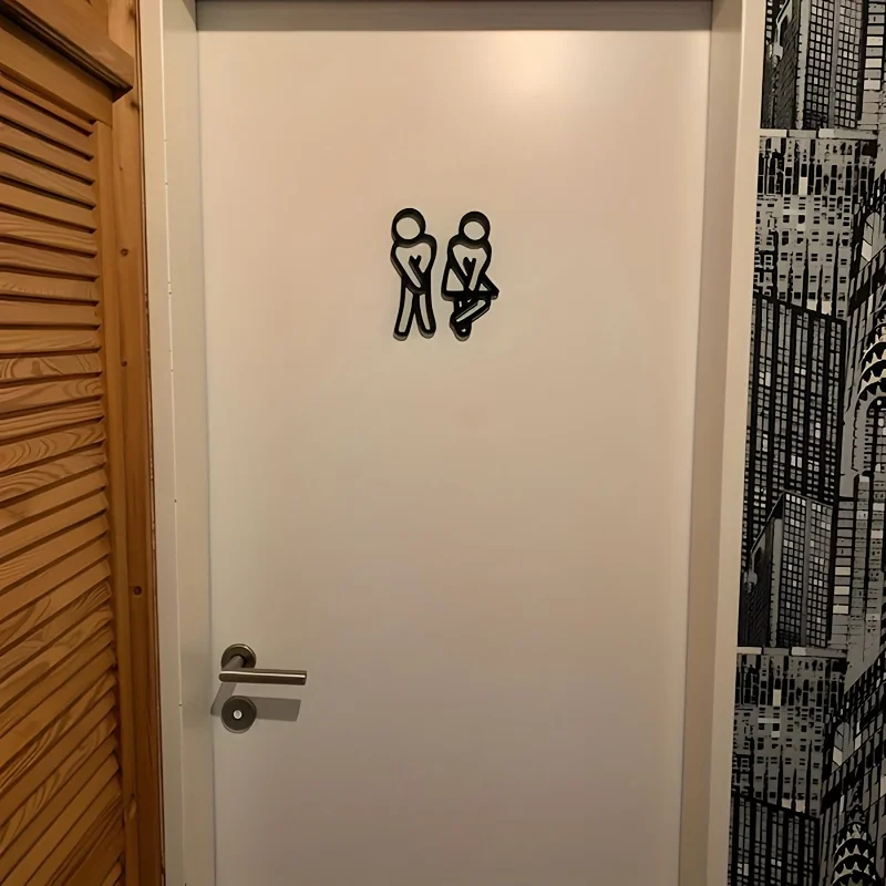Decorazione per cartelli per porte WC, cartelli per WC moderni per uomini e donne, cartelli per WC, decorazione per contorni, pezzi appesi, toilette per ospiti, bagno