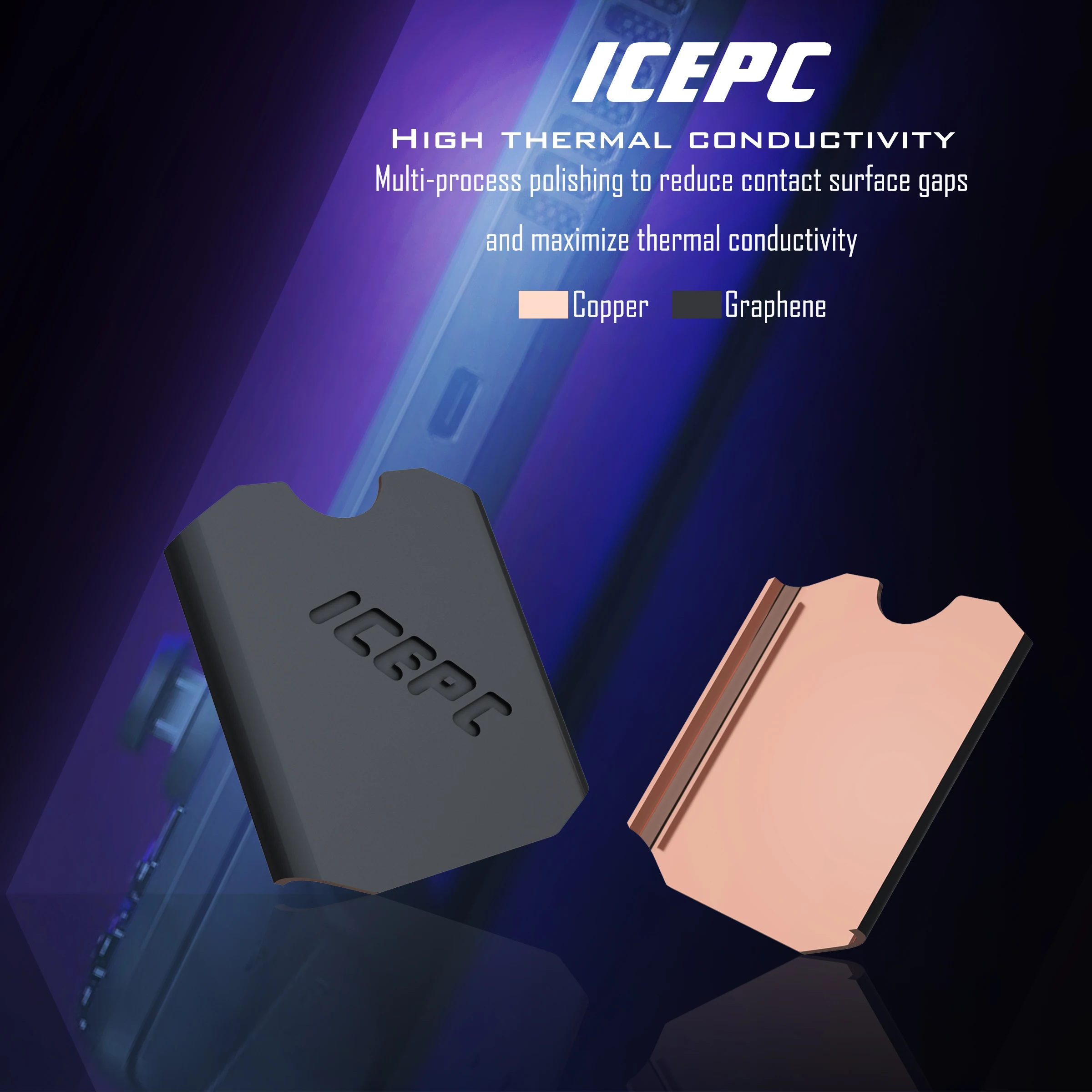 Радиатор iCEPC 2230 для SSD Stream Deck NVME 2230, медный радиатор с графеновым покрытием и сменным ремонтным комплектом, термокремниевый
