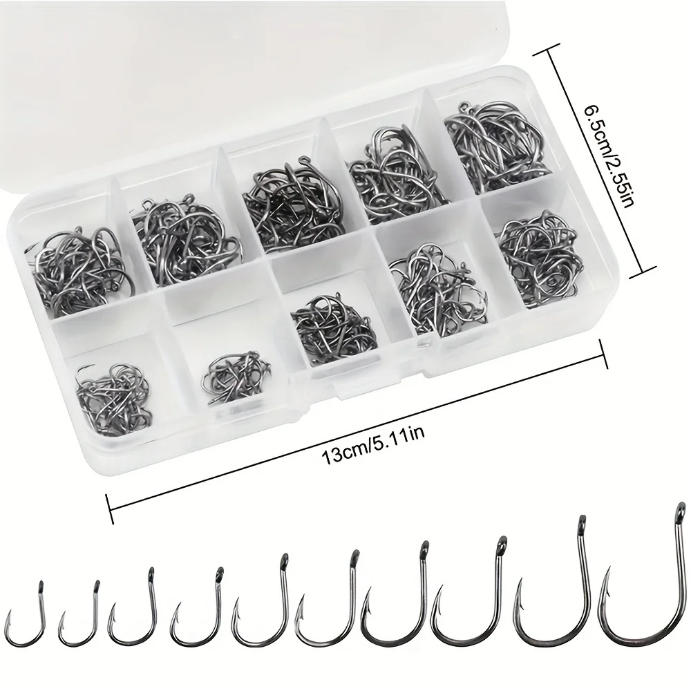 100-2000 Pieces Set Boxed Fish Hooks Tube Inverted Hooks Outdoor Fishing In Lakes Rivers