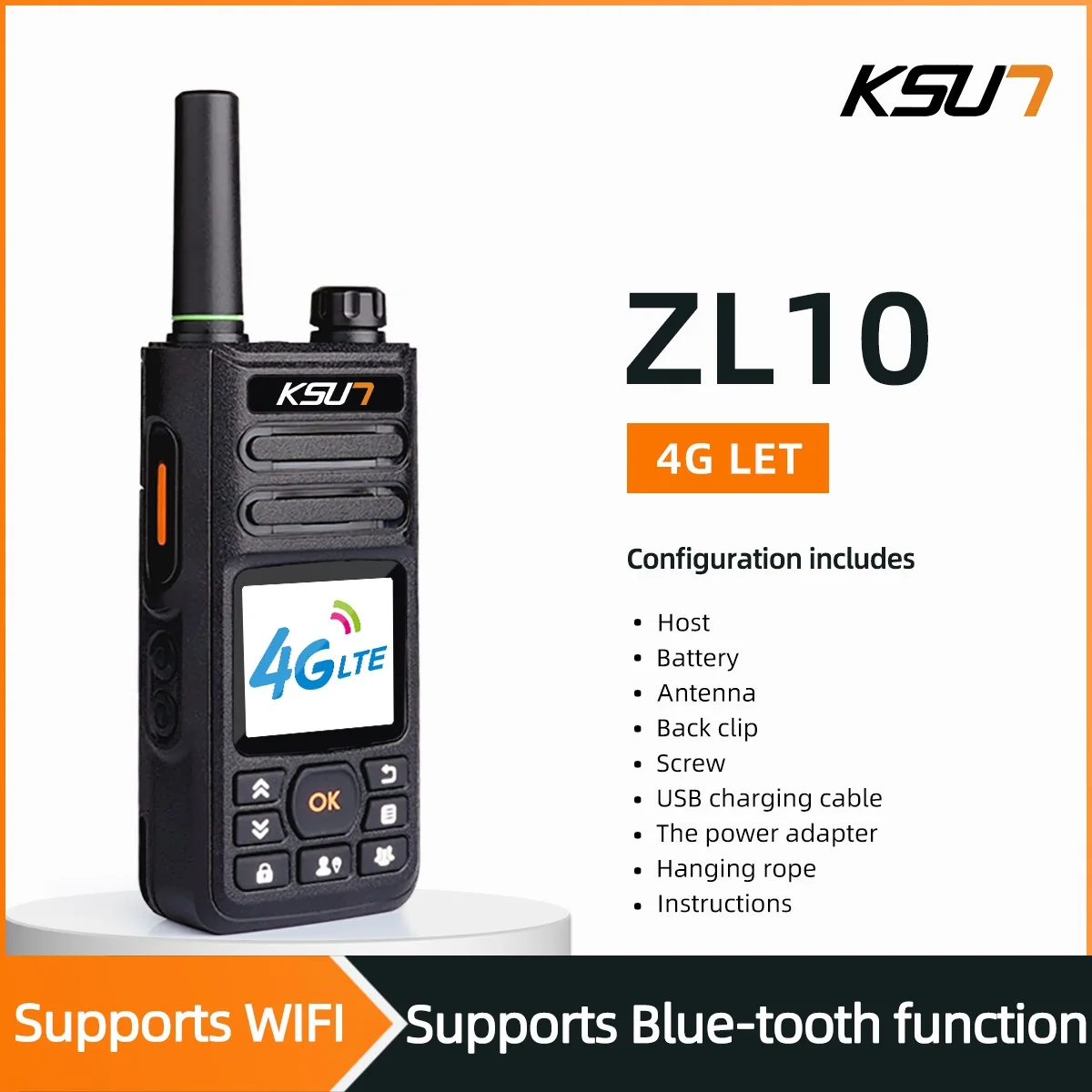KSUT ZL10 Zello Walkie Talkie 4g Radio funciona con tarjeta Sim diente azul Radio bidireccional de largo alcance Walkie Talkie Profesional potente