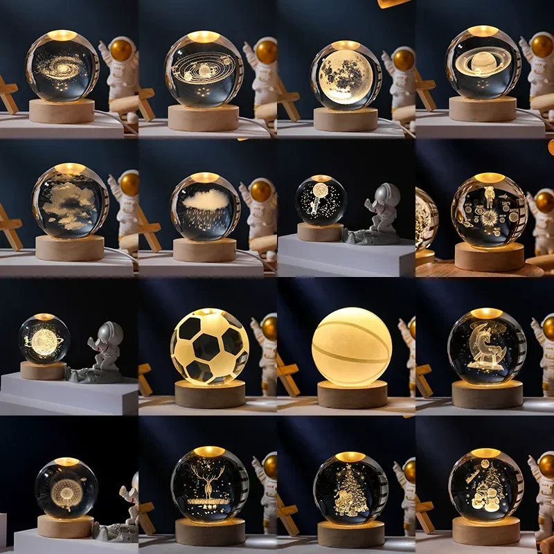 6/8 センチメートル 3D クリスタルボール惑星夜の光レーザー彫刻太陽系地球儀天文学フェスティバルギフト家のデスクトップの装飾