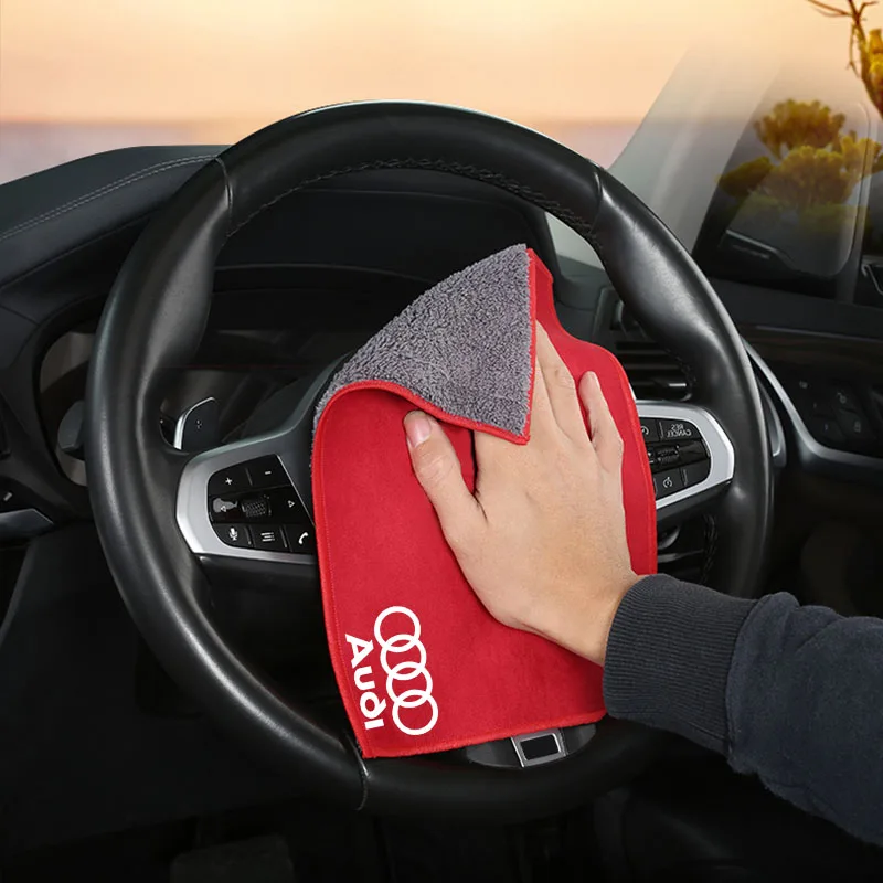 Microfiber Towel Car Cleaning Care Accessories For Audi Sline A1 A3 A4 A5 A6 A7 A8 B8 B9 B6 C6 Q2 Q3 Q5 Q7 Q8 TT S3 S4 S7 S8 RS5