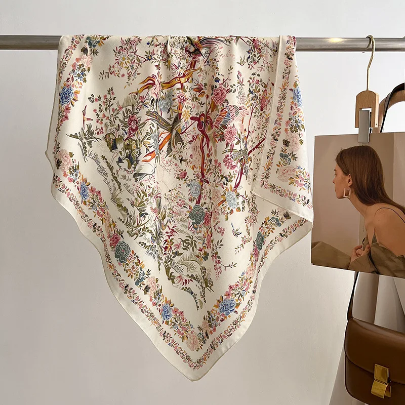 Pañuelos con estampado Floral de algodón de 70cm, bufanda cuadrada, accesorios para diadema para mujeres y niñas, pañuelo para el pelo