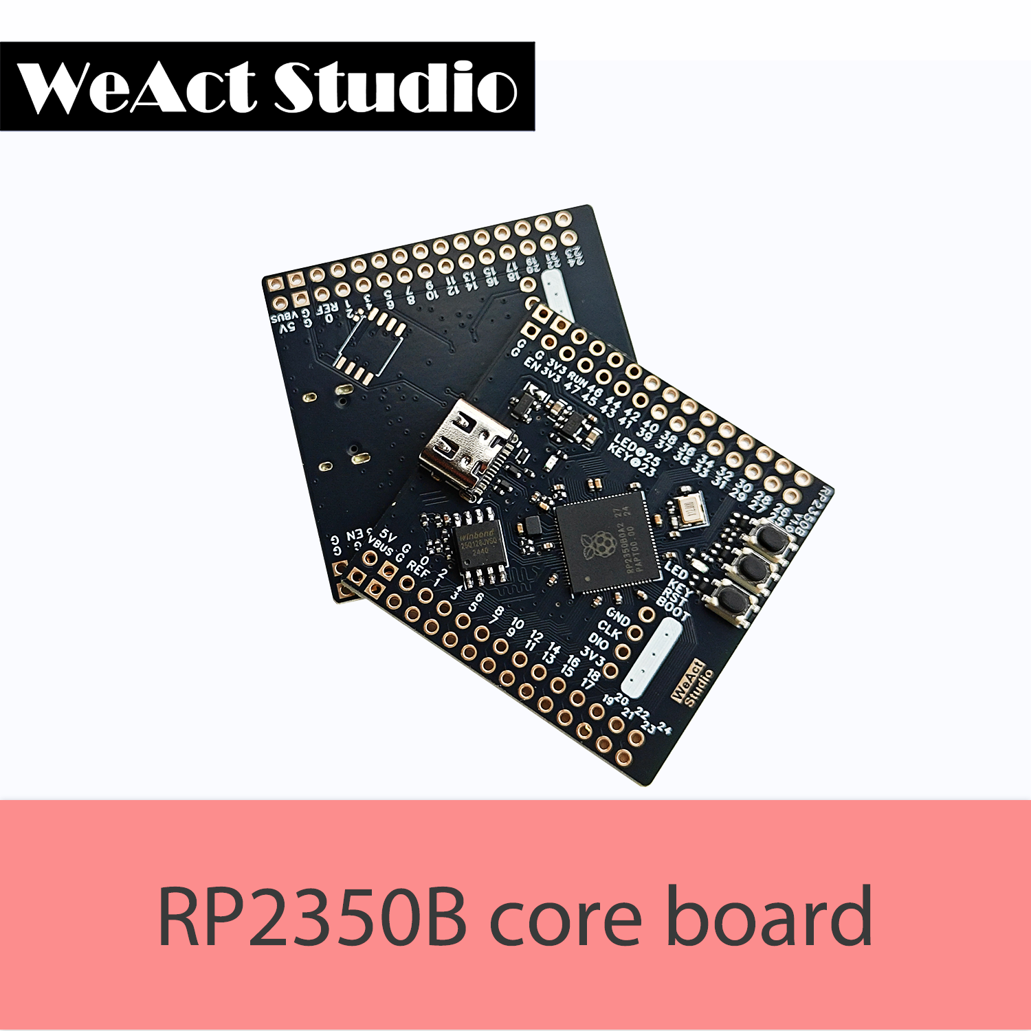 WeAct RP2350B Raspberry Pi RP2350B RISC-V Hazard3 520KByte SRAM 16MByte QSPI Flash 48GPIO Todo en salida