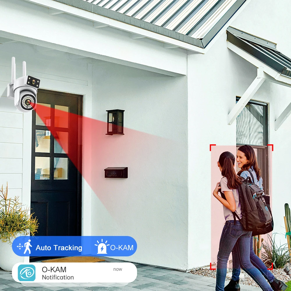 8MP 5G PTZ Telecamera a doppio obiettivo Wifi IP Sorveglianza di sicurezza Video a doppio schermo Visione notturna a colori Telecamere da 6MP per esterni Zoom 8x