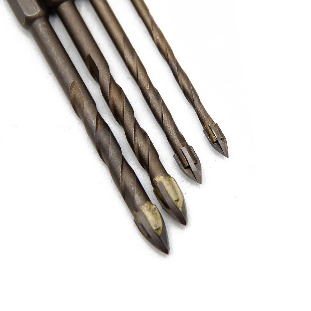 4 PC หกเหลี่ยม Handle CROSS เจาะกระจกบิตกระเบื้องเซรามิคเจาะเบเกอรี่สีเหลืองเกลียวเซรามิคเจาะ Overlord เพชรเครื่องมือ