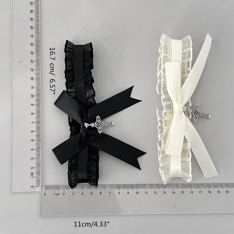 ลูกไม้Ruffleสร้อยคอChokerน่ารักBowknot Crossesจี้คอคอฮาโลวีนGothicเครื่องแต่งกายของขวัญเครื่องประดับสำหรับผู้หญิง