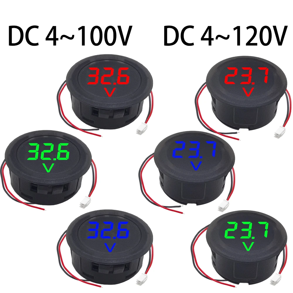 DC 4-100V LED Hiển Thị Kỹ Thuật Số Vòng 2 Dây Vôn Kế DC Kỹ Thuật Số Xe Ô Tô, Điện Máy Đo Volt máy Kiểm Tra Màn Hình Ô