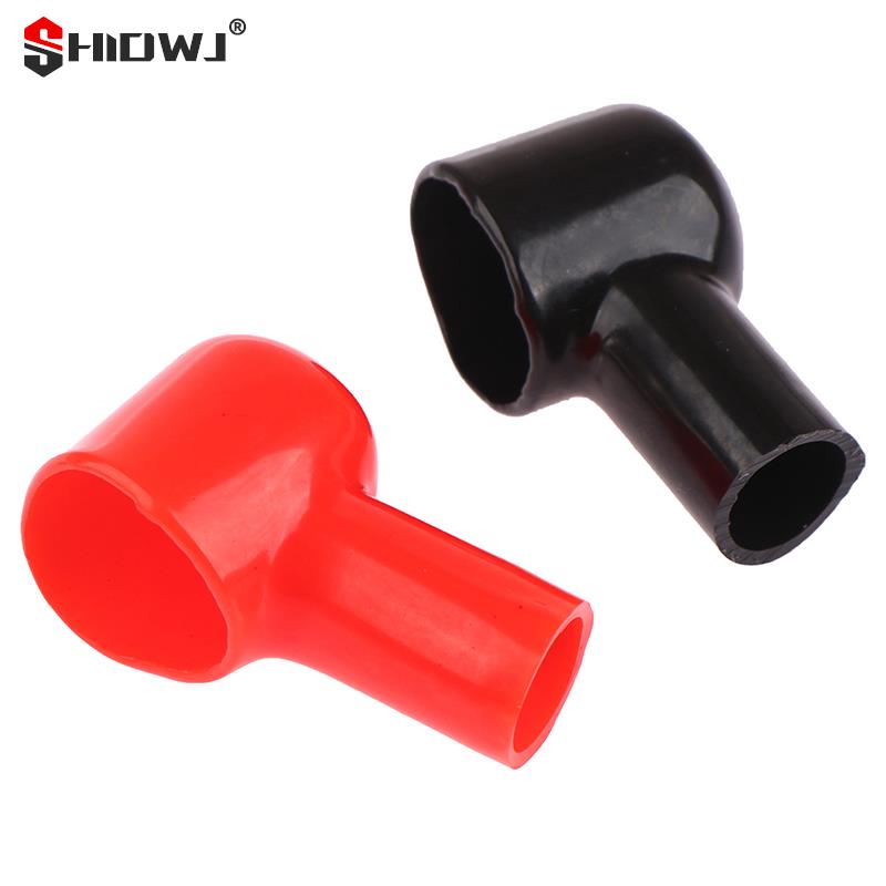 2Pcs Car Battery Insulating Cover Red Black Terminal Boot Round Rubber PVC Cable Lug Protector Cover Lug Caps Auto Accessories
