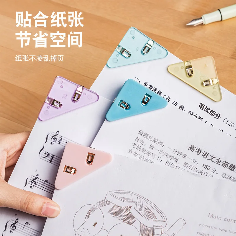5pcs Mini Color Corner Clips Set Transparent & Solid Colorful Page Holder Paper Clip Clamp File Index Photo Office School