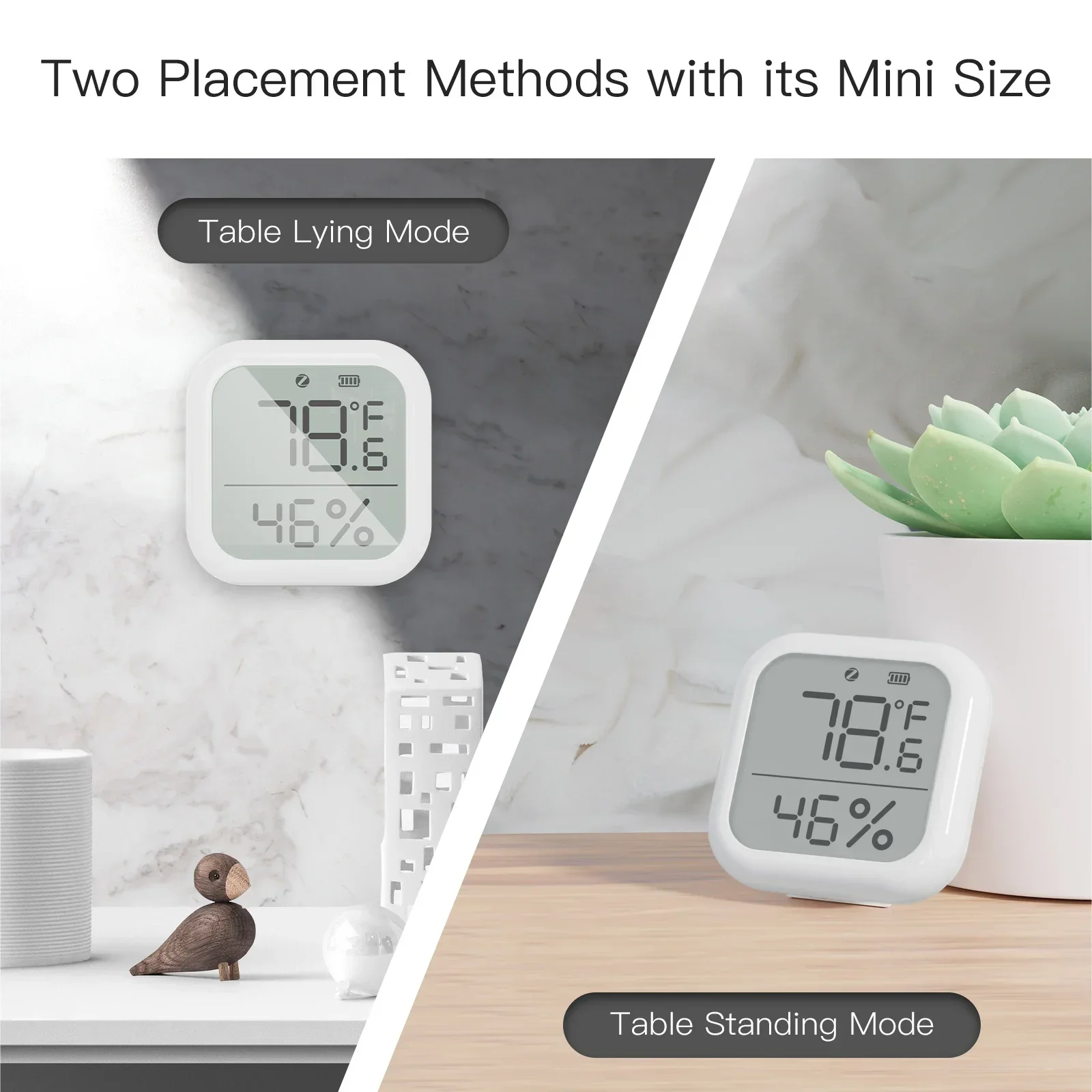 MOES-Sensor de temperatura y humedad para el hogar, dispositivo inteligente con pantalla LED, funciona con asistente de Google y Tuya ZigBee Hub