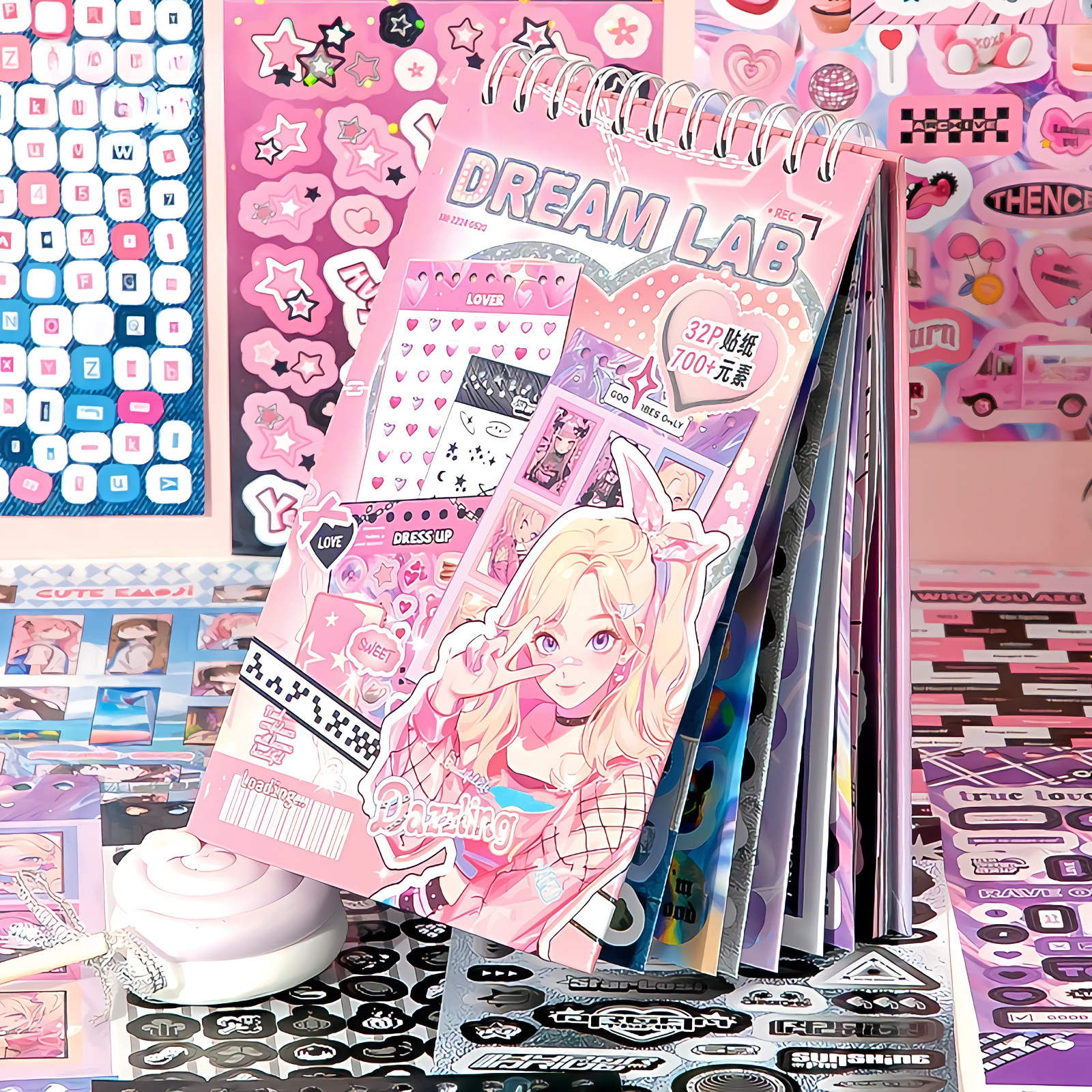 32-Page Element Sticker Book- Ultimate Korean Cute Sticker Collection for KPOP Toploader Deco, Planner Decor, Journaling & More