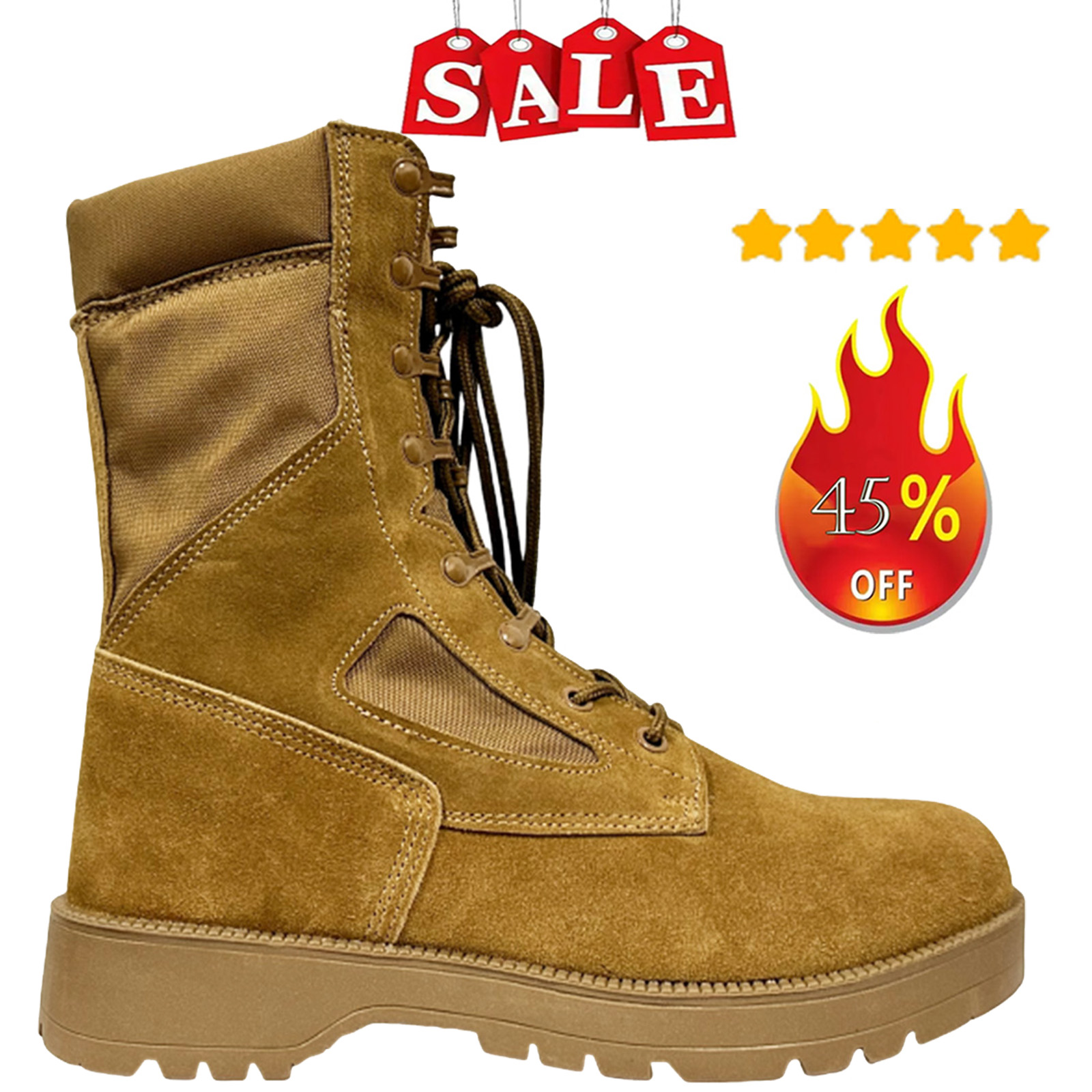 Nova marca de couro homem botas de combate tático homens caminhadas ao ar livre botas de deserto respirável masculino tornozelo botas