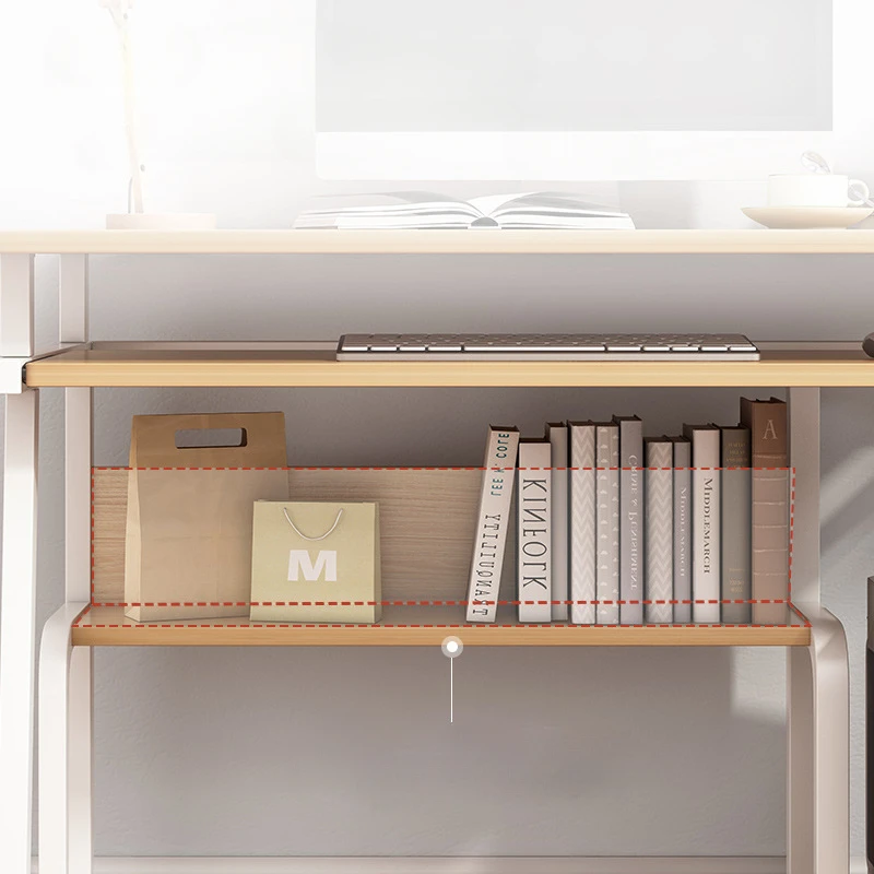 Small Computer Desk for Small Spaces,33.5" Inch Modern Writing Table with Monitor Storage Shelf for Home Office, Laptop Desk