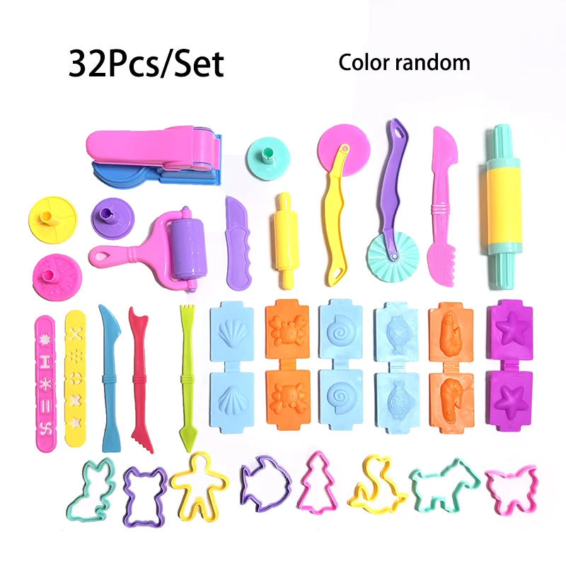 25-32pcs Gioca Modello di Pasta Kit di Strumenti Creativo Stampi per Plastilina Set Formine per Argilla Stampi Apprendimento Educazione Giocattoli per Bambini Accessori