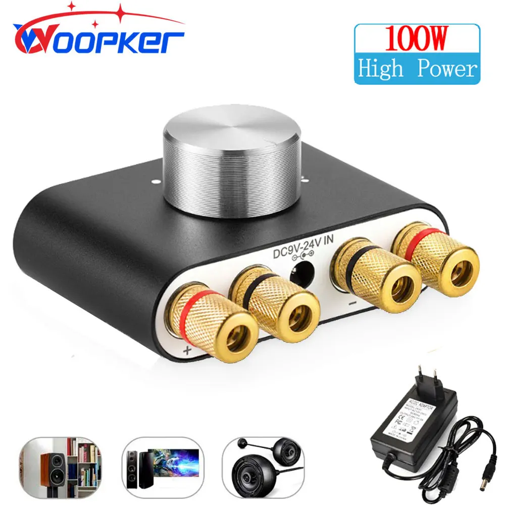 Woopker Digitaler Audioverstärker HiFi-Soundverstärker TPA3116 Empfänger Bluetooth 5.0 Auto Mini Heimkino-Soundsystem 50W*2