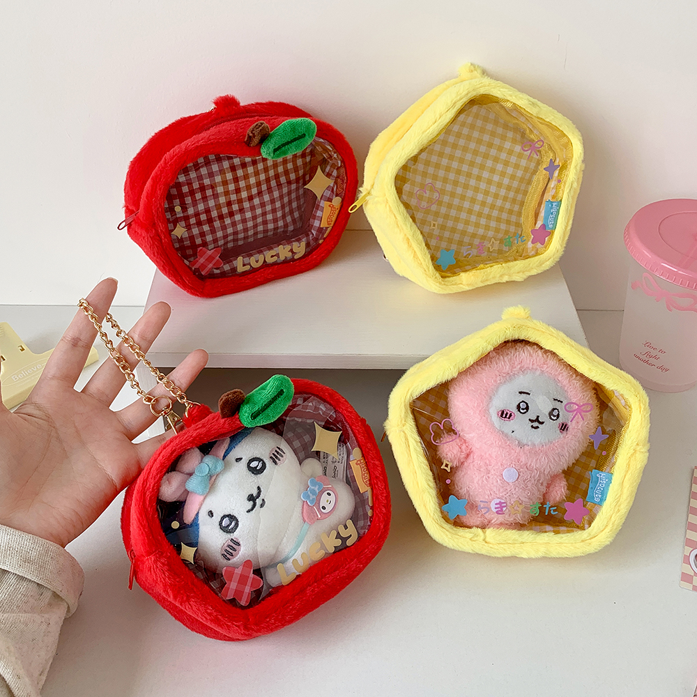 INS Koreanische Rote Apfel Tasche Anhänger Zubehör Nette Mode Transparent PVC Puppe Lagerung Tasche Student Rucksack Anhänger Mädchen Geschenke