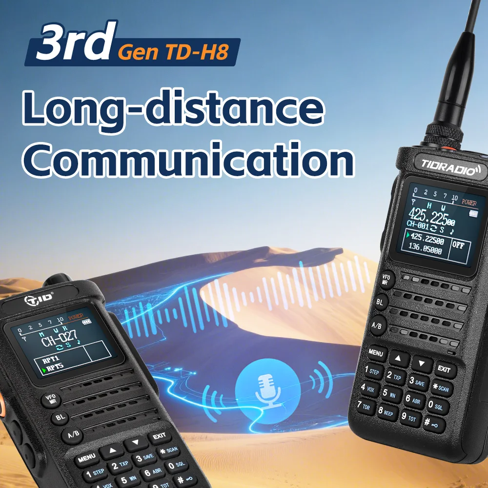 Walkie Talkie profesional TIDRADIO TD H8 de 3. a generación, 10W, Radio de emergencia de largo alcance, receptor de Radio bidireccional portátil, repetidores de búsqueda