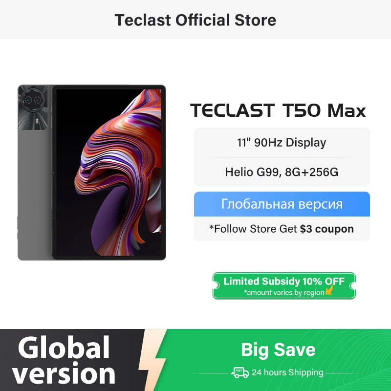 Teclast T50 Max Android 14 Tablets 90Hz 11 "FHD + Display MediaTek G99 8GB RAM + 12GB Virtual 256GB ROM 8000mAh 18W 4G LTE Guias GPS