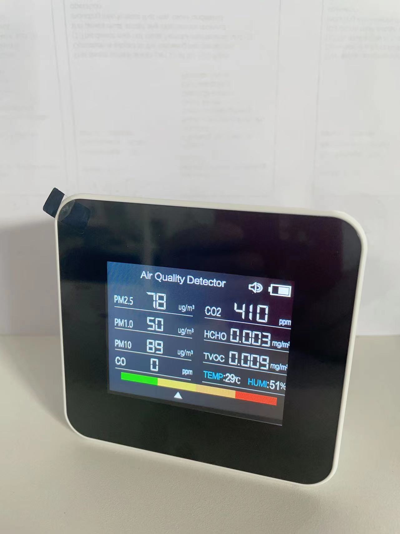 CO2 carbon dioxide CO carbon monoxide detector household PM2.5 formaldehyde TVOC air quality air pollution