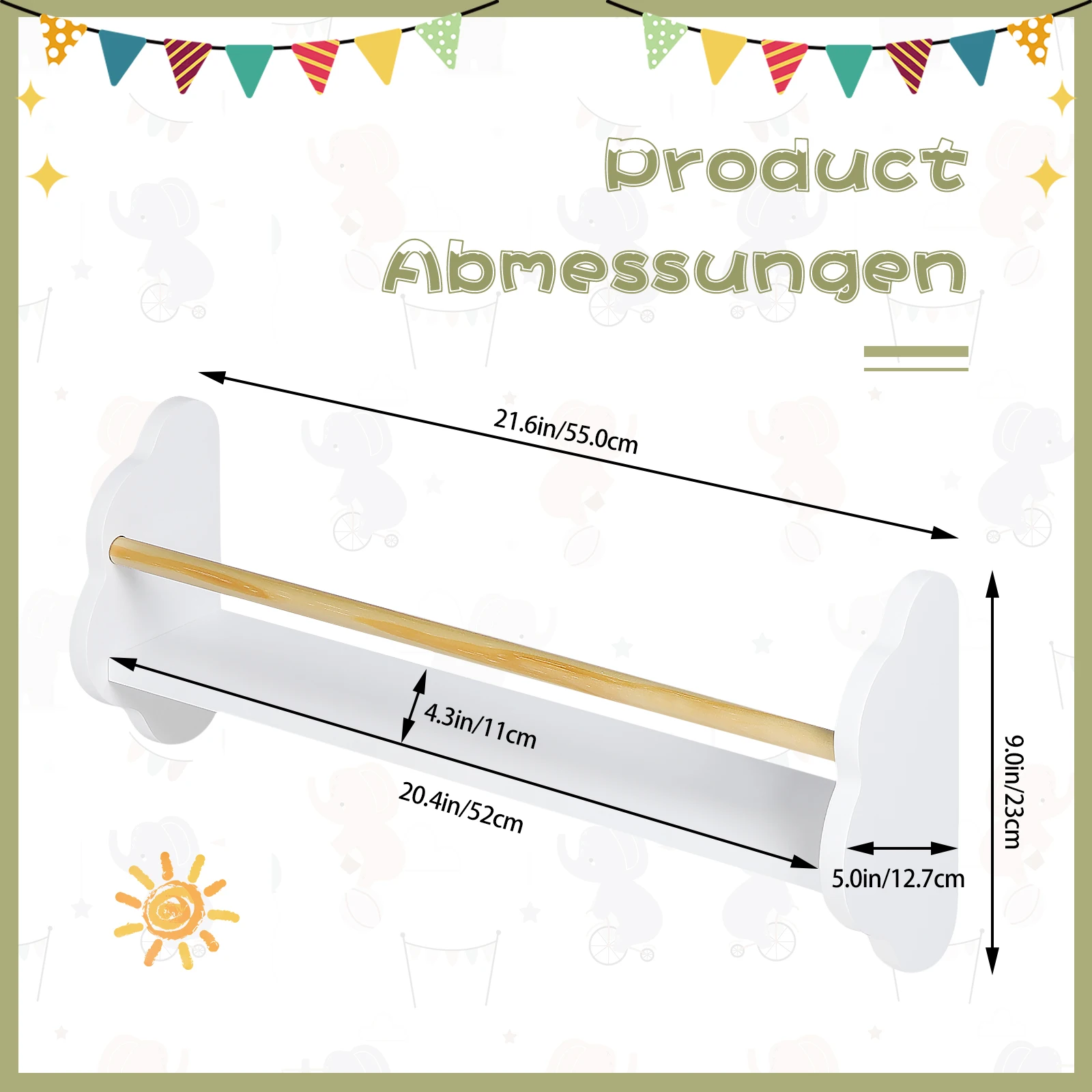 WOLTU 3 pz/set Bianco Per Bambini Scaffali Da Parete Librerie Per Bambini Scaffale Libro di Stoccaggio per Sala Giochi Camera Del Bambino Organizzatore Complementi Arredo Casa