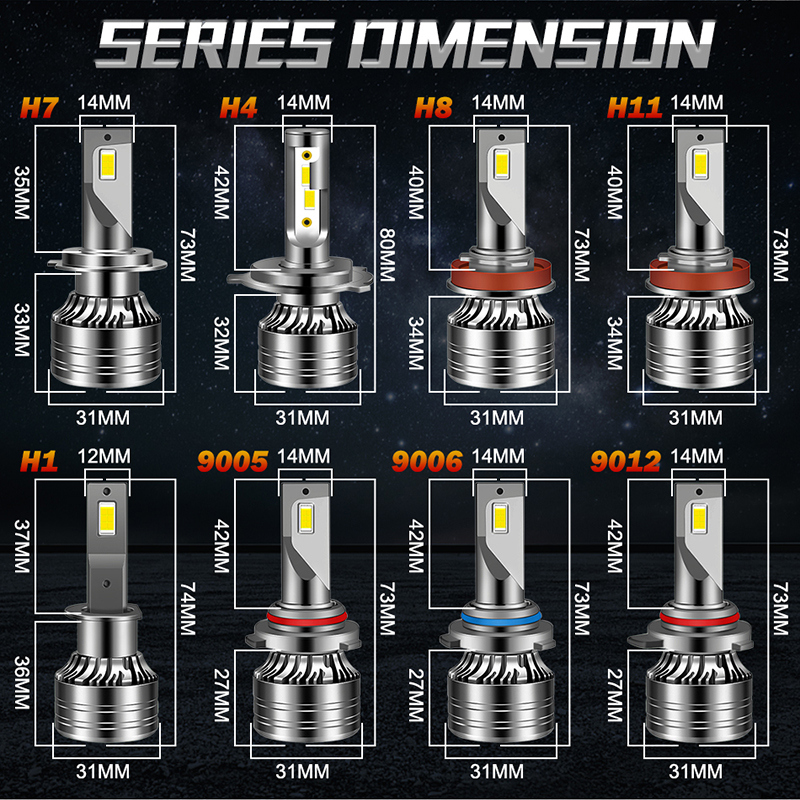 Dualvision 2PCS ไฟรถ H7 H4 H1 9006 H11 9005 Super Bright LED ไฟหน้า High Low Beam หลอดไฟหมอกสีขาว 6000K 12V