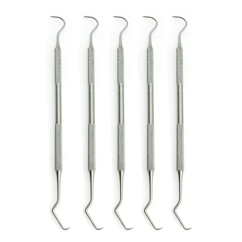 5PCS Double Hook Tooth Dental Explorer Probe Dentist Tool Stainless Steel Dental Tool Teeth Clean Hygiene Explorer Probe hook