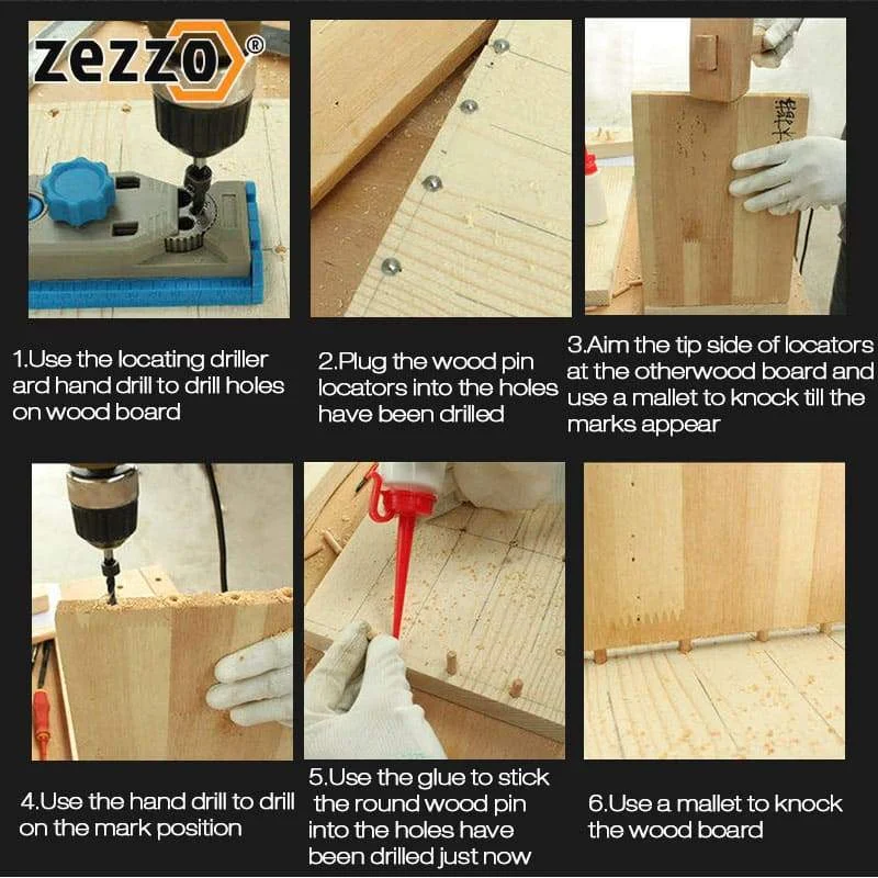 6 Chiếc Gỗ Pin Thiết Bị Định Vị Bộ 4Mm-12Mm Đa Dowel Trung Tâm Điểm Bộ Dụng Cụ Chung Căn Chỉnh Pin gỗ Gỗ Bút