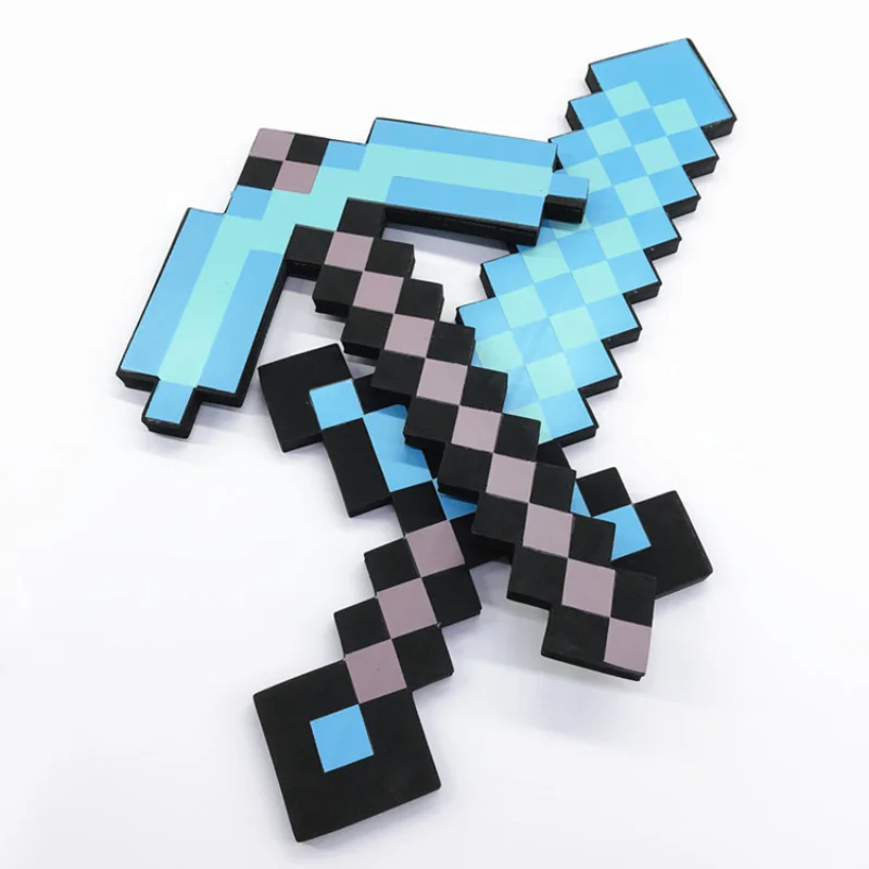 スティーブデザインブルーダイヤモンド剣ソフトEVAフォームおもちゃMinecrafte斧シャベル剣男の子素敵なおもちゃ子供ファンのための誕生日ギフト