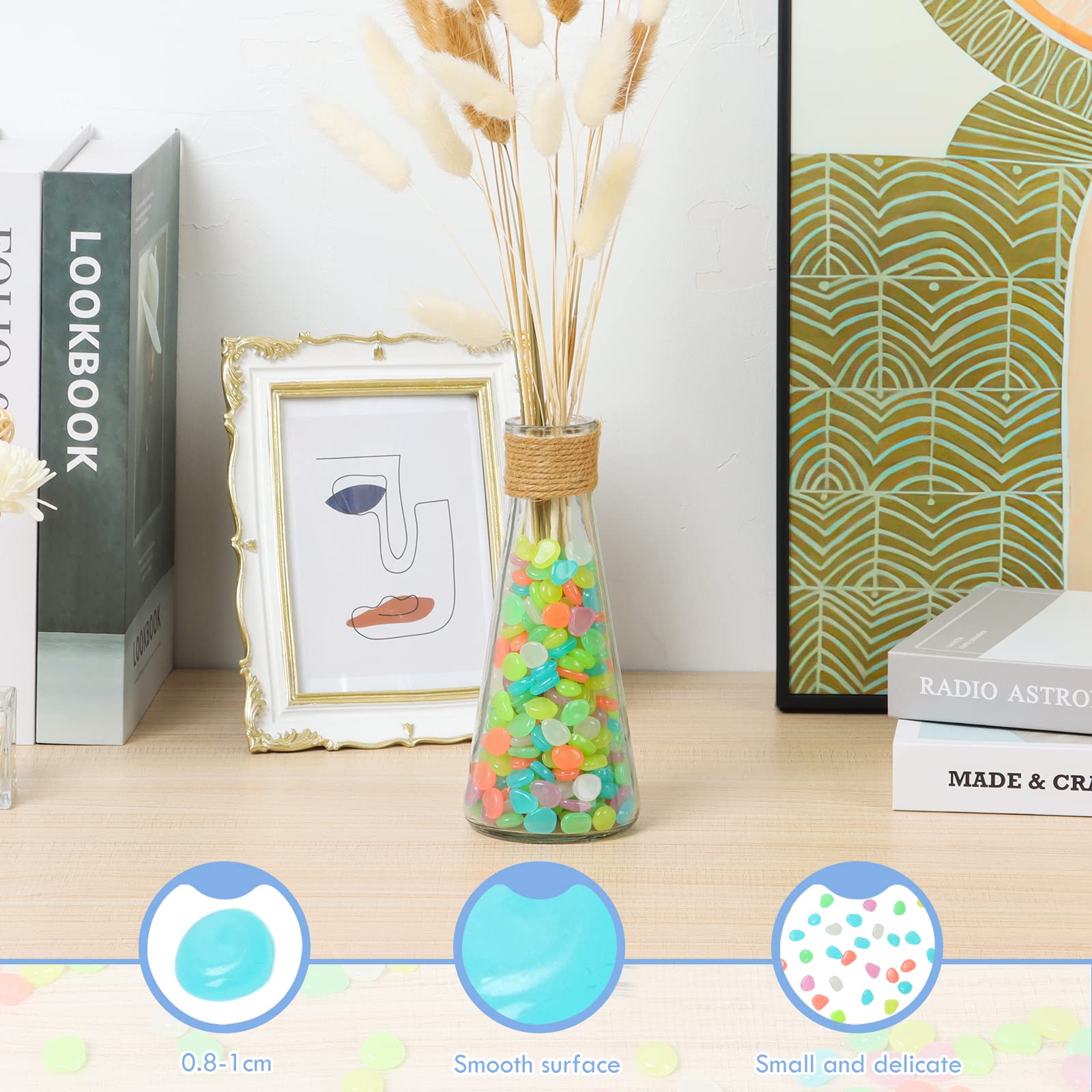 100 ชิ้น Luminous Rock, หิน Luminous Dark Garden Pebbles, ทางเท้าตกแต่งถังปลา, พิพิธภัณฑ์สัตว์น้ํา, ถังปลา loom