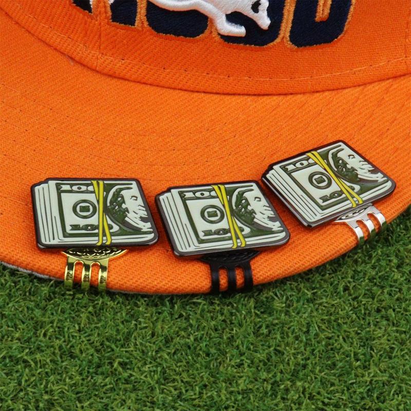 Creativo Dollar Bill Golf Ball Mark Cappello da golf Clip Porta marcatore magnetico in metallo con clip per cappelli Accessori da golf Regali per golfisti